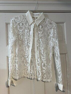 Anne Fontaine cut out "Cassie" blouse w/ matching tank size 44/42 (US 10) white